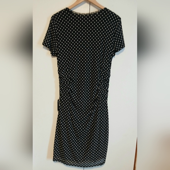 Le Château Polka Dot Ruched Wiggle Dress XL Black White Pin Up Rockabilly - Picture 3 of 9